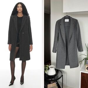 Aritzia The Babaton Classic Stedman Dark Grey Wool Casual Coat Sz XXS